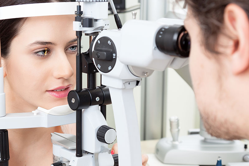 woman eye exam